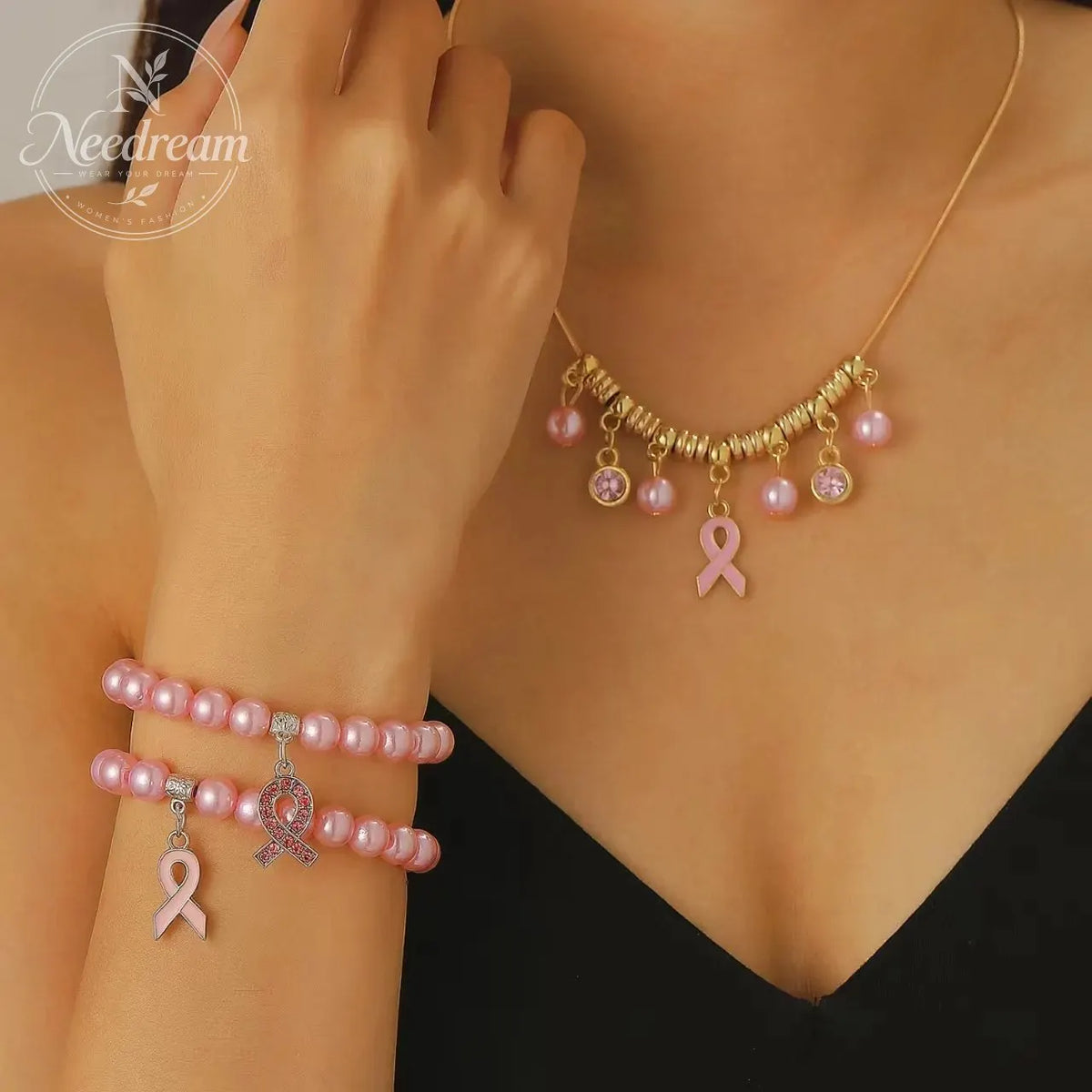 Red Ribbon Love Milk Day Festival Beaded Bracelet