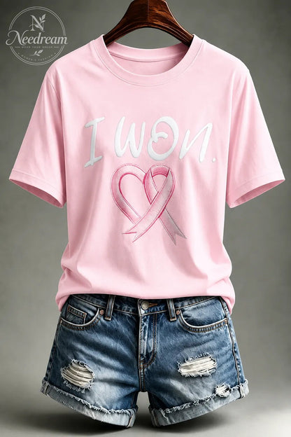 Women's “I Won” Round Neck 100% Cotton T-Shirt