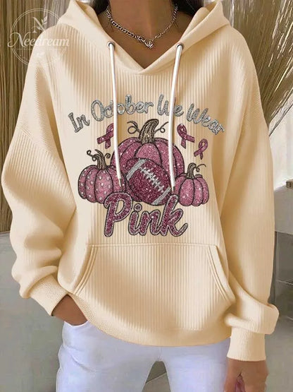 Women's October We Wear Pink Printed Casual Sweatshirt