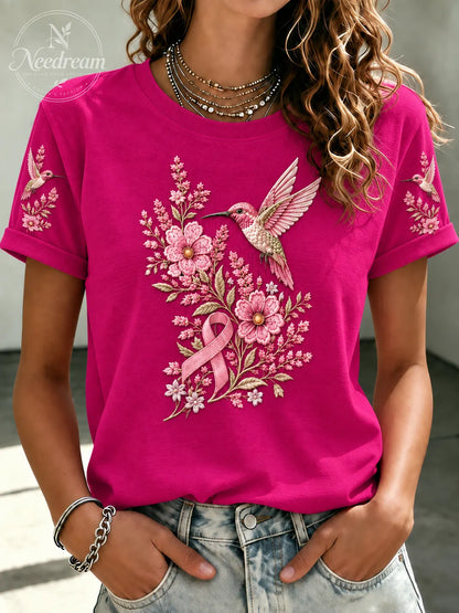 Women'S Breast Cancer Print Short-Sleeved T-Shirt