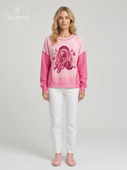 Women's Breast Cancer Awareness Witch Cat Butterfly Printed Sweatshirt