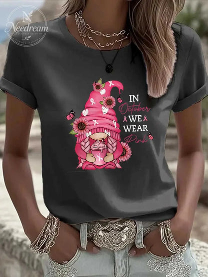 Women's In October We Wear Pink Pattern 100% Cotton  T-Shirt
